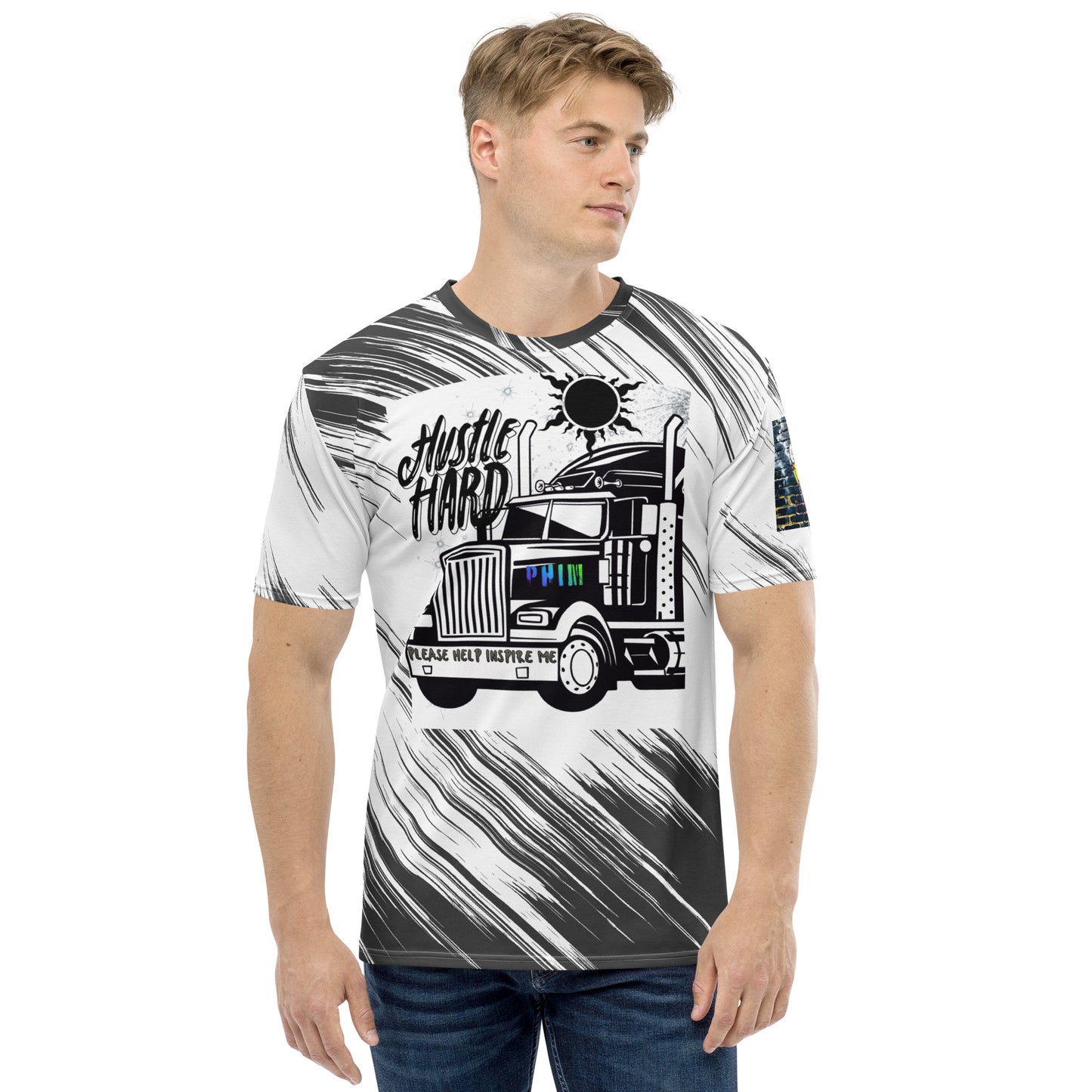Hustle Hard Men's Motivational Performance T Shirt by PHIM