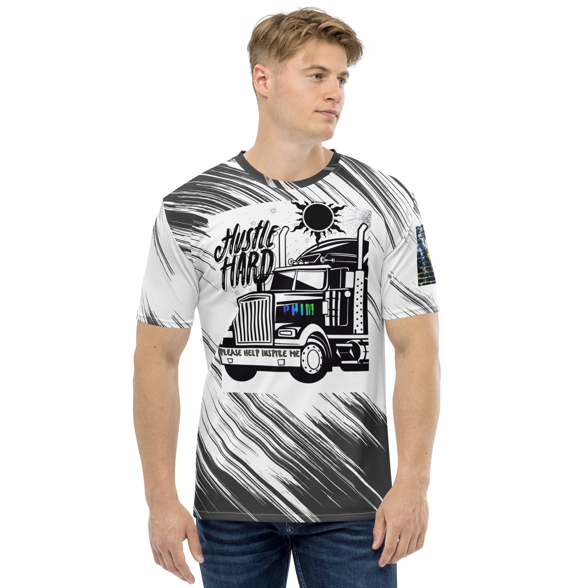 Hustle Hard Men's Motivational Performance T Shirt by PHIM
